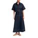 2025 Summer Women's Casual Pocket Short Sleeve Shirt Split Skirt Denim Two-Piece Set_ecoleips.com