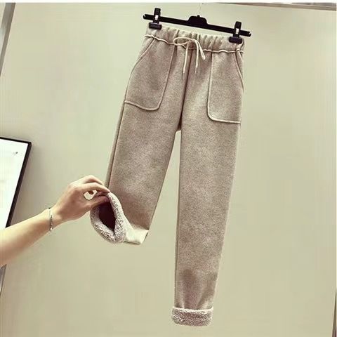 Cozy Sherpa-Lined Embroidered Sweatshirt & Wool Wide-Leg Pants Set (Winter Loungewear, S-XXL, Unisex-Friendly Fit)_ecoleips.com