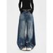 American Retro Heavy-duty Washed Distressed Wide-leg Jeans For Women, New Summer Casual Low-waist Straight-leg_ecoleips.com