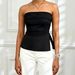 Strapless Open Back T-Shirt Top for Women Sexy Style Casual Loose Fit Short Sleeve_ecoleips.com