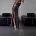 Summer Women's Sleeveless Halter Neck Dress European And American Style Pure Alluring Back Crisscross Strap High Waist Slit Dress_ecoleips.com