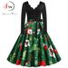 Women Vintage Long Sleeve Christmas Dress Winter Swing Elegant Lacework Party Dress Robe Casual Black Print New Year_ecoleips.com