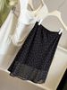 Navy Blue Polka Dot Mesh Midi Skirt High Waisted Slimming A-Line Women's Summer 2026 New Style French Retro Niche_ecoleips.com