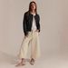 Women's Flared Cropped Lace Trim Denim Jeans - High Waisted Wide Leg Comfort Stretch Pants For Casual Streetwear_ecoleips.com