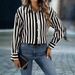 Women's Classic Stripe Lapel Long Sleeve Blouse Open Front Timeless Design Top_ecoleips.com