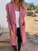 Lapel Solid Color Long Pocket Cardigan Wool Jacket Women's Clothing_ecoleips.com