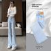 2025 Spring/Summer New Black Flared Pants For Women, Popular High-Waisted Slimming Autumn Petite Micro-Flare Jeans_ecoleips.com