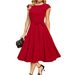 Summer New Women Round Neck Sleeveless Tie Waist Party Dress_ecoleips.com
