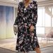 Women's Casual Long‑Length Dress Elegant V‑Neck With Romantic Floral Print For Daily And Holiday Wear_ecoleips.com