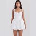 2025 Summer New American Style Women's Solid Color Elegant Backless Sexy Waist-Cinching Slim Off-Shoulder Dress_ecoleips.com