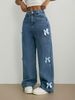 Cross-border Trendy Loose-fitting Bow-tie Straight Wide-leg Long Pants, Washed Women's Jeans, Hot Sale On_ecoleips.com