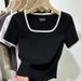 Women's U Neck Striped T-Shirt Short Sleeved Plus Size Top Versatile Hides Tummy New Summer Fashion_ecoleips.com