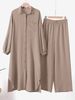 h707#Muslim Clothing Two-Piece Spring Autumn New Women's Sleeve Shirt And Long Pants Set_ecoleips.com