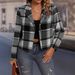 Women's Clothing Women's High-End Plaid Short Blazer Casual Elegant Autumn Winter Jacket European American Style_ecoleips.com