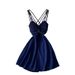 Petite Strapless Mini Dress V Neck Backless Sleeveless Fitted Waist a Line Nightclub Style Sexy Women's Clothing_ecoleips.com