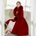 Luxury Double-Faced Cashmere Coat With Fox Fur Collar - Slim Fit Long Trench Coat In Wine Red, Black & Pastel Yellow_ecoleips.com