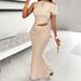 2670 Elegant And Sexy Commuter-style Party Dress, Solid Color One-shoulder Ruched Fishtail Skirt Set For Women_ecoleips.com