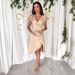 Women's Clothing V Neck Sexy Wood Ear Short Sleeved Tight Dress_ecoleips.com