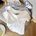 2025 Summer New Pure Desire Hot Girl Off-Shoulder Patchwork Plaid Short-Sleeve T-Shirt For Women, Two-Piece Ruched_ecoleips.com