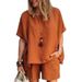 Women's Sports Suit Casual Loose Fit Chic Short Sleeve Solid Color Spring Summer Fashion Set_ecoleips.com