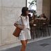 Women's Clothing Striped Short Sleeved Shirt And Shorts Suit Loose Single Breasted Top High Waist Shorts Two Piece Suit_ecoleips.com