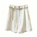 Women's White Cotton Linen Wide Leg Shorts Casual High Waisted Loose A-Line Style Flattering for Petite Figures Summer Straight Leg Pants_ecoleips.com