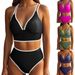 Women's Clothing Women's Deep V Sexy Two Piece Swimsuit Cross Back Color Block Bra High Waisted Shorts Modest Coverage, Beach & Pool Ready_ecoleips.com