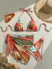 Women's Clothing Floral Print Three Piece Bikini Set Women's Tie Up Swimsuit Sexy Style Inspired Apron Swimwear_ecoleips.com