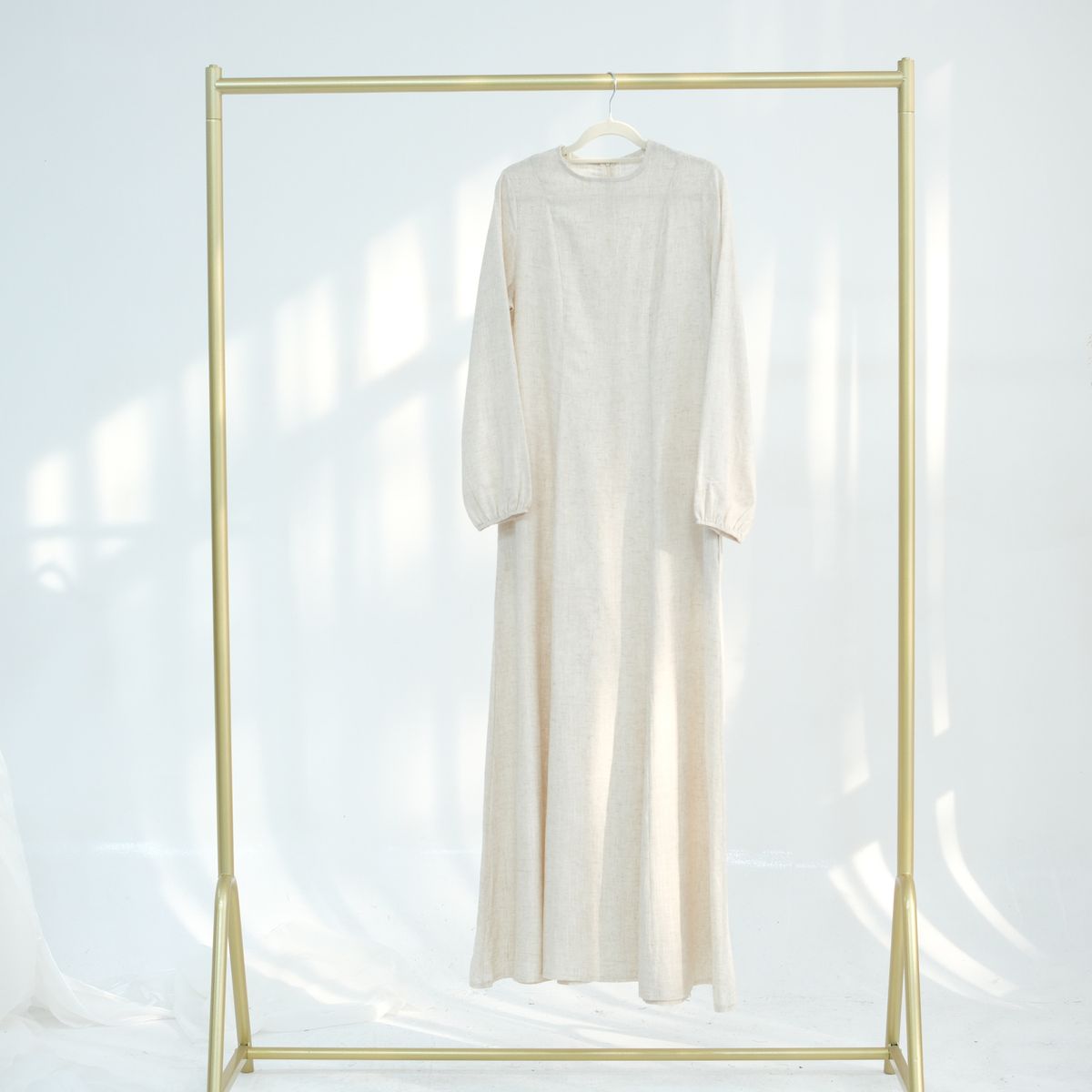 Women's plus Size Elastic Cuffs Long Sleeves Waist Cinching Full Skirt Dress LR955_ecoleips.com