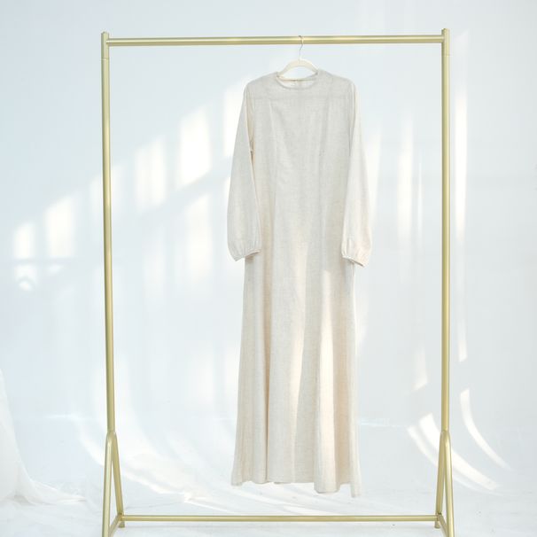 Women's plus Size Elastic Cuffs Long Sleeves Waist Cinching Full Skirt Dress LR955_ecoleips.com