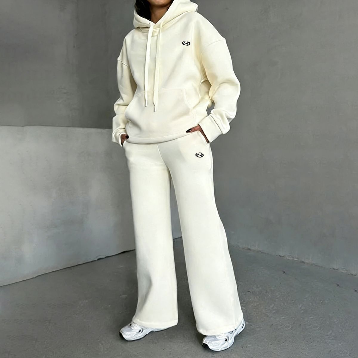 Gothic Print Sweatshirt And Pants Set Wide Leg Straight Leg Pants European American Style Autumn Winter Hot Selling Hoodie_ecoleips.com