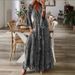 Women's Bohemian Style Printed Dress V-Neck High Waist Bell Sleeves Long Floral Print for Resort European American Fashion_ecoleips.com