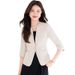 Women's Tailored Blazer Set Lapel-Free Office Jacket Slim Dress Poly-Spandex Stretch Petite Frames S-4XL_ecoleips.com