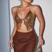 Women's Clothing New Sexy Backless Metal Chain Leopard Sequin Sling_ecoleips.com