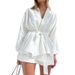 Spring And Summer Fashion V-Neck Bubble Sleeve Set For Women With A Design Sense, Lace-Up Waist And Jacquard Two-Piece S_ecoleips.com