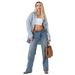 Women's High-Waisted Wide-Leg Jeans – Stretchy Cotton Denim, Long Length, Retro Blue, Office & Casual Wear (Relaxed Fit, Comfortable & Stylish)_ecoleips.com