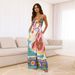 Women's Clothing Waist Tightening Sling Knotted Wide Leg Straight Jumpsuit_ecoleips.com