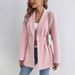 Women's Clothing Elegant Women's Blazer Jacket – Slim Fit Wool-Like Office Coat (S-XXXL, Beige/Pink/Brown)_ecoleips.com