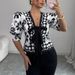 Women's Clothing Half Sleeved Shirt Pattern Lantern Sleeve Cardigan Shirts_ecoleips.com