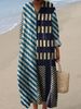 Elegant Long Sleeve Floral Print Shirt Dress For Women, V-Neck Casual Loose Fit Dress, Stretchy Polyester Blend, Plus Size (XS-5XL)_ecoleips.com