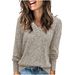 Women's Brushed Striped V-Neck Long Sleeve T-Shirt – Soft & Stretchy Knit Top With 3D Pattern (15 Trendy Colors, Relaxed Fit, Spring Essential)_ecoleips.com