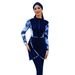Women's Clothing Conservative Women's Tie Dye Swimsuit Three Piece Set Long Sleeved Top Tight Fitting Long Pants Swim Cap Classic Stylish_ecoleips.com