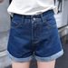2025s High Waist Black Denim Shorts For Women, Summer Student Style, Rolled Hem, Loose Fit, Slimming A-Line Straight Hot_ecoleips.com