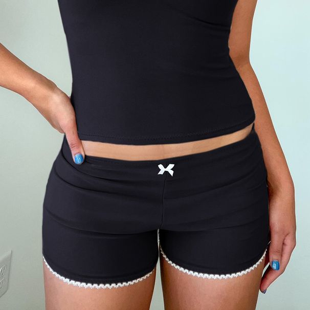 2025s American Style Casual Basic Print Color Block Straight Cuffed Ultra Shorts Girl Homewear Summer New Hot Pants_ecoleips.com