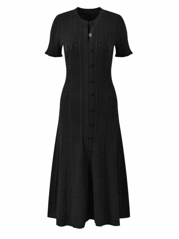 Women's Clothing Women's Style Knit Dress High End Hollowed Out Lace Sleeve Slim Fit Slit For Formal & Casual For Women_ecoleips.com