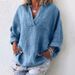 Women's Clothing Women's V Neck Long Sleeve Pullover Shirt Style Long Sleeve For Formal & Casual For Women_ecoleips.com