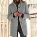 Women's Retro Solid Color Button Stand Collar Woolen Coat Autumn/Winter Style New Arrival_ecoleips.com