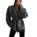 Women's Clothing Slim Fit V Neck Coat Tie Waist Loose Outerwear Versatile Fashion For Fall Winter_ecoleips.com