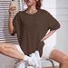 European And American Women's Casual Multi-color Round-neck Short-sleeve Simple Fashion Sports Top, Solid Color Loose_ecoleips.com