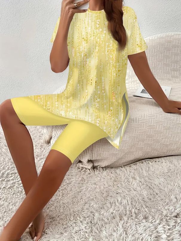 Women's Clothing Sleeveless Two Piece Suit Thin Printed Casual Suit_ecoleips.com